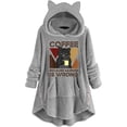 thumbnail image 1 of Sudadera con capucha y chaqueta de felpa esponjosa para mujer, abrigo de talla grande, sudadera de manga larga con estampado de gato en color negro y café, sudadera con capucha y forro, 1 of 3