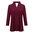 thumbnail image 4 of Timegard Tuniques Rayées pour Femmes Col à Revers en V Manches 3/4 T-Shirts Blouses Décontractées Mode, 4 of 5