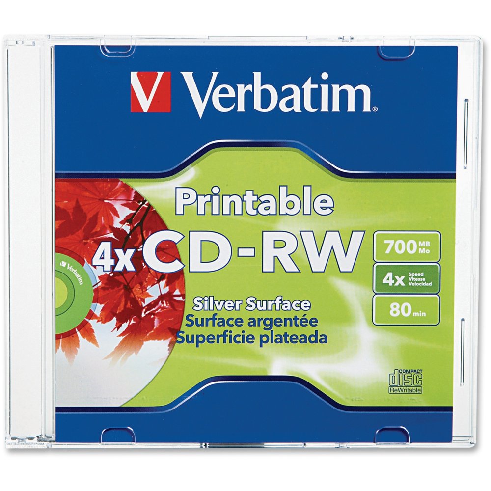 Verbatim CDRW Discs, 700MB/80min, 4x, Silver