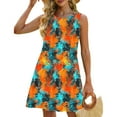 thumbnail image 5 of JSheng Summer Dress for Women 2025 Plus Size Sleeveless Round Neck Elegant Printed Loose Casual Vacation Dress Orange XXL, 5 of 5