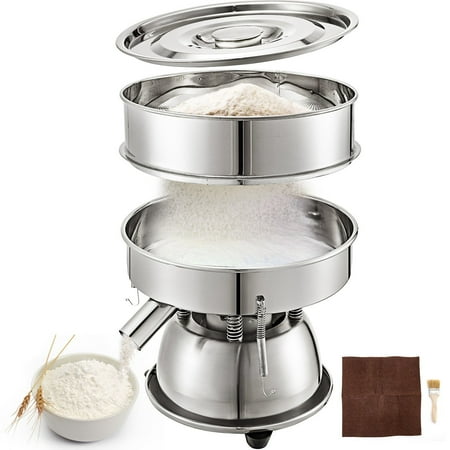 Automatic Sieve Shaker Included 12 Mesh + 80 Mesh Flour Sifter Electric Vibrating Sieve Machine 110V 50W Sifter Shaker Machine 1150 r/min for Rice & Herbal Powder Particles