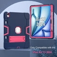 thumbnail image 2 of Dteck Case for iPad Air 13 inch 2025/2024,Shockproof Silicone + PC 3-Layer Protection Kickstand Case Heavy Duty Cover for iPad Air 13-in. M3/M2,Navy+Rose, 2 of 7