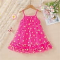 thumbnail image 5 of Girls Summer Floral Print Dresses Flowy Sleeveless V Neck Bow Shoulder Ruched Waist Casual Play Sundress Hot Pink 7-8 Years, 5 of 5