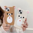 thumbnail image 2 of Funda de silicona suave con orejas rosas en 3D para IPhone, carcasa trasera de dibujos animados con Oso de Boca Grande para IPhone 12, 13, 14, 15 Pro Max, 11, 15Pro, 14Pro, i15, 2 of 4