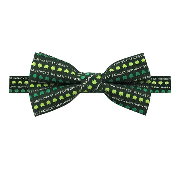 Jacob Alexander Men's Happy St. Patrick's Day Shamrocks Pre-Tied Adjustable Banded Bow Tie