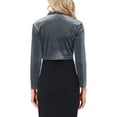 thumbnail image 3 of INSPIRE CHIC Velvet Shrugs for Women's Long Sleeve Open Front Cardigan Cropped Bolero Jacket L Grey, 3 of 6