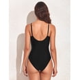 thumbnail image 4 of Hilor Women's Wrap One Piece Swimsuit V Neck Swimwear Surplice Mesh Tummy Control Bathing Suit, 4 of 8