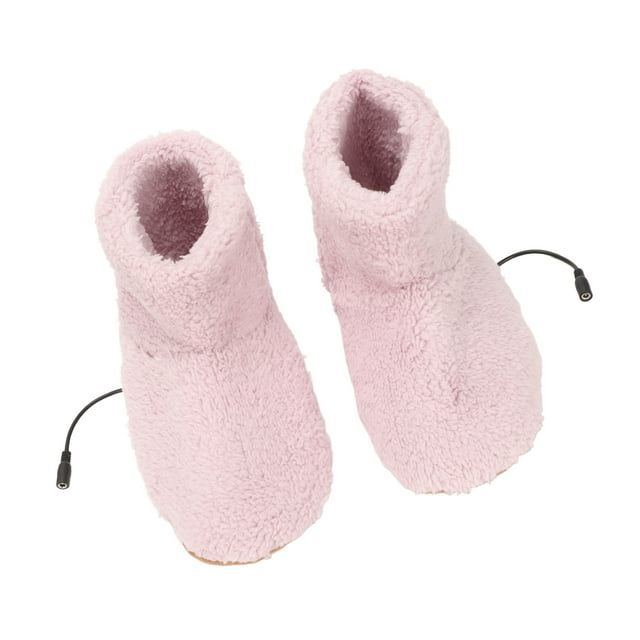 Heating Booties, Electric Warmer Shoes USB Charging Fast Heating Soft For Cold Weather Pink Women 35-39