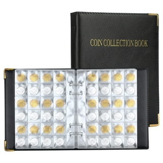 Pluokvzr 120 Pockets Coin Storage Album Coin Collection Holders Book for  Collectors Gifts Supplies Black