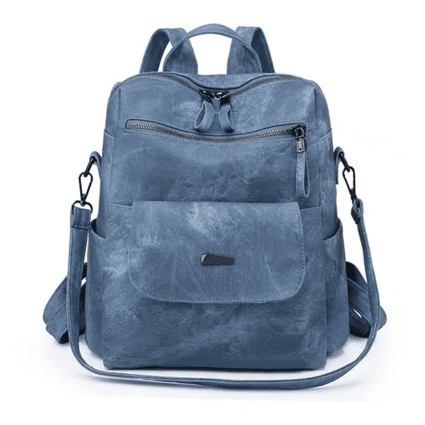 Mochila Antirrobo de Cuero Sintético Impermeable Malubero Malu1000 Azul