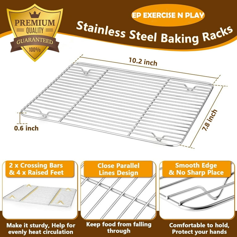  P&P CHEF Extra Large Baking Sheet and Cooking Rack Set,  Stainless Steel Cookie Half Sheet Pan with Grill Rack, Rectangle  19.6''x13.5''x1.2'', Oven & Dishwasher Safe, 4 Piece (2 Pans+2 Racks): Home