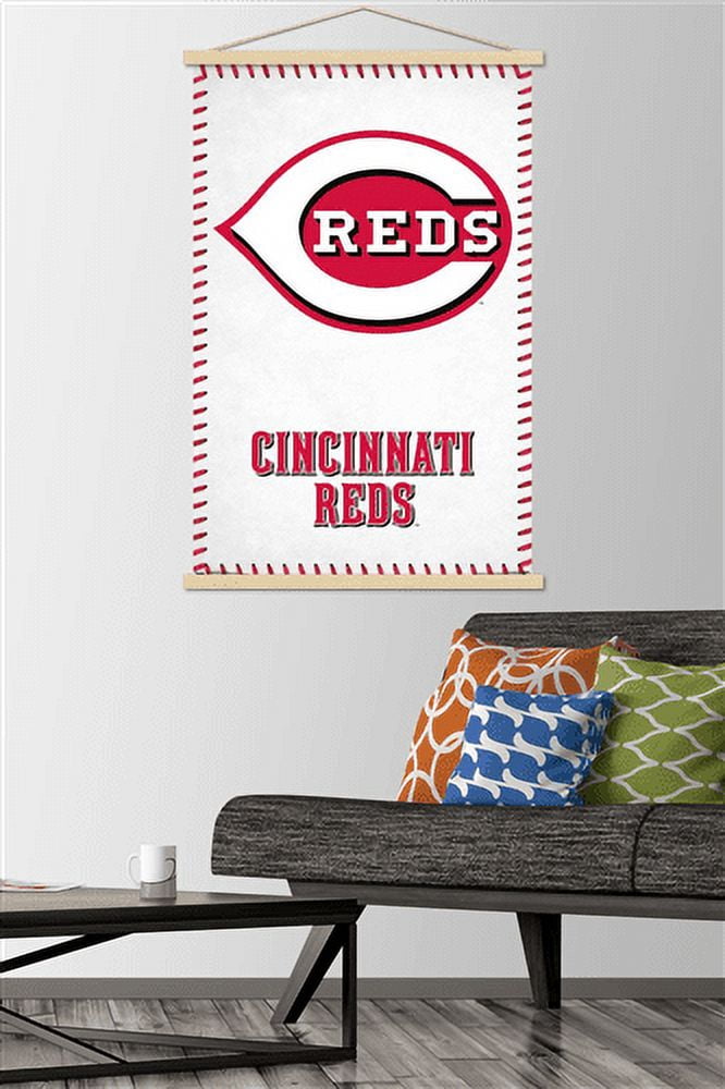 MLB Cincinnati Reds - Logo 17 Wall Poster with Wooden Magnetic Frame, 22.375" x 34"