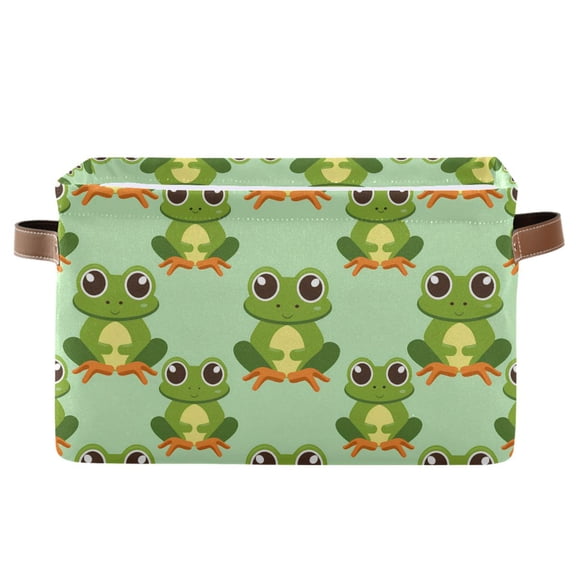 Lovely Frogs Storage Bins with Handle Fabric Organizer Basket Foldable Box 1 Pack 14.2x10.2x8.3