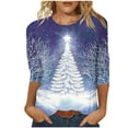 thumbnail image 3 of Weiqiqre Winter Clothing for Women 3/4 Length Sleeve Crew Neck Blouses Dressy Casual Summer T Shirts Loose Fit Chirstmas Clothes, 3 of 6