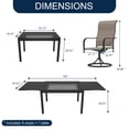 thumbnail image 3 of Boyel Living 7 Piece Outdoor Patio Dining Set, Outdoor Textilene Dining Chairs with Extendable Dining Table Metal Furniture Set for 8-Person, Black&Gray-Brown, 3 of 5