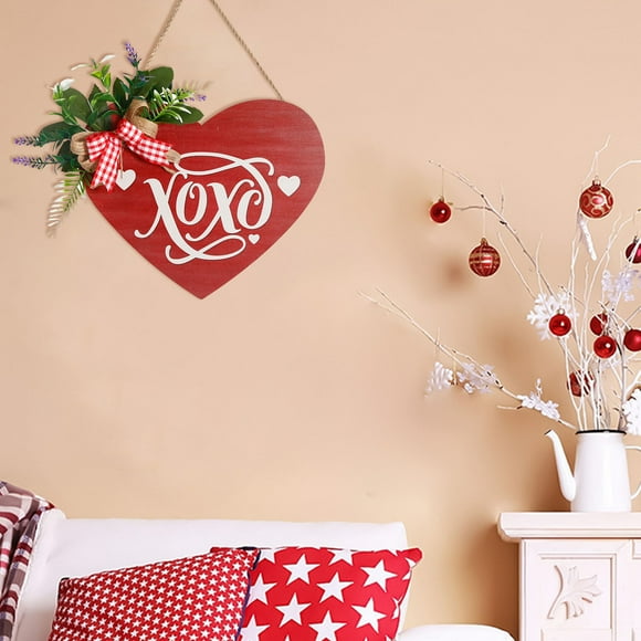 BotaniNest 1pc Heart Wooden Wall Decoration Heart Shape Wall Plaque Door Sign Wood Decor Valentines Hanging Sign Love Plaque For Valentine's Day Door Window Wall Decorations 13.5in