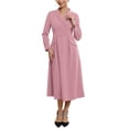 thumbnail image 2 of INSPIRE CHIC Women's Formal Blazer Dresses Lapel Collar V Neck Long Sleeve A-Line Work Dress M Dark Pink, 2 of 5