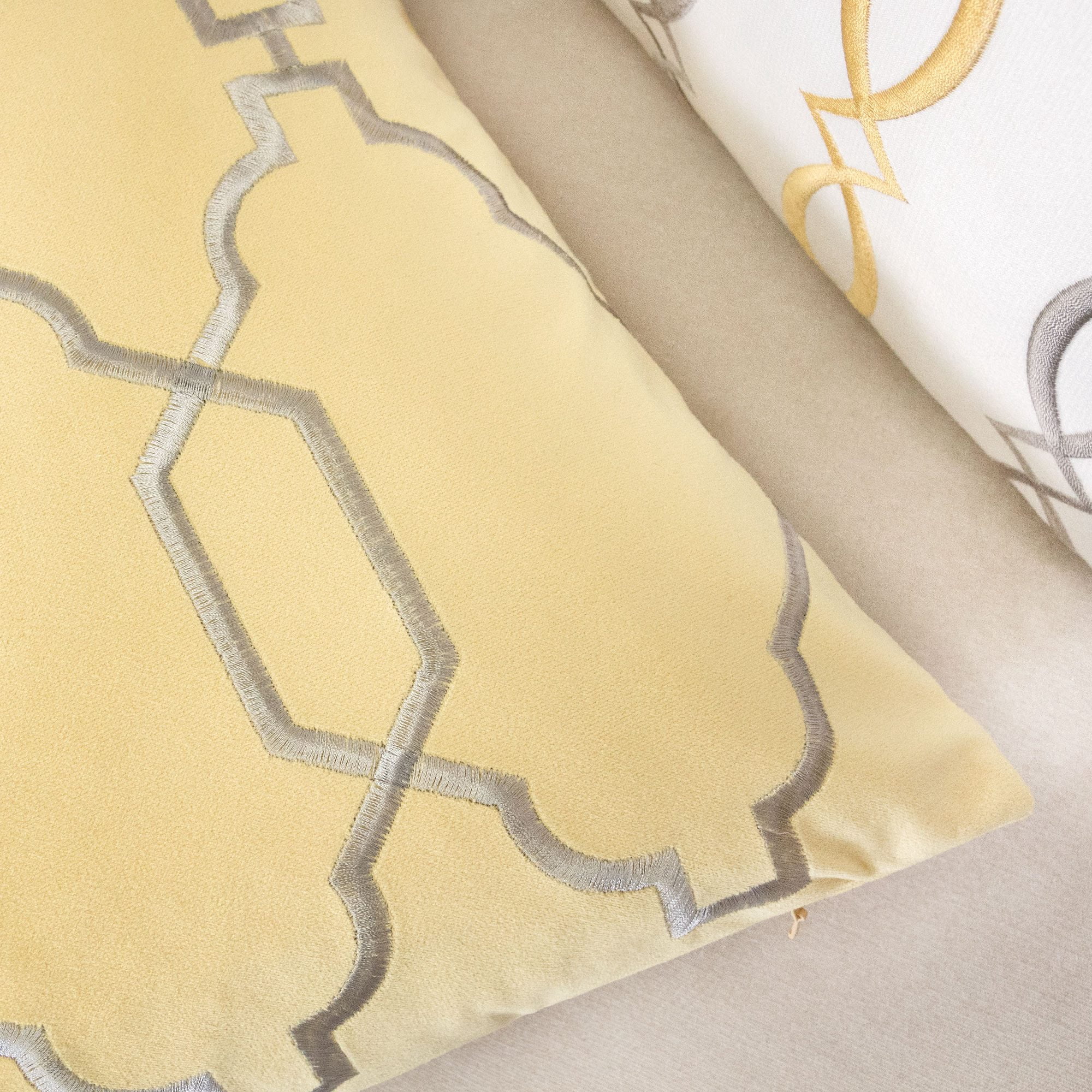 Janie Yellow Geometric Polyester 20 in. x 20 in. Throw Pillow