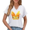 thumbnail image 6 of Craaazy Mardi Gras Shirts for Women Short Sleeve Casual Carnival Printed V-neck T-shirts Gifts, 6 of 6