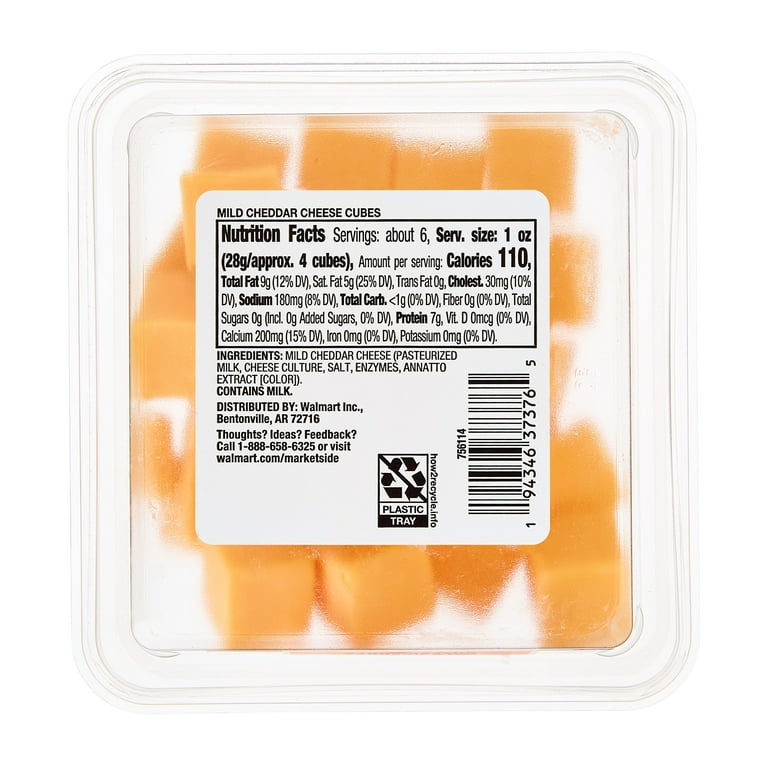 Marketside Mild Cheddar Cheese Cubes 6 oz Plastic Cup, Ready