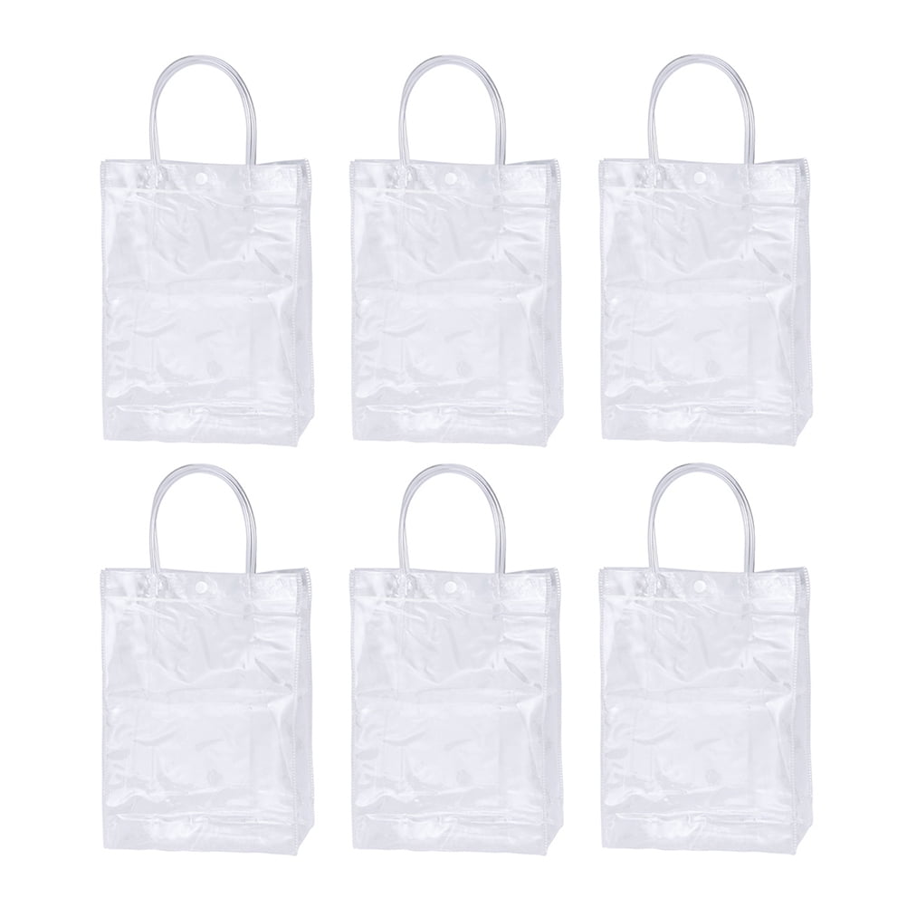 Clear PVC Gift Bags with Handles Reusable Plastic Wrap Tote  Bags Transparent Shopping Bags for Christmas Party Favors Weddings  Merchandise Retail Small Business, 9 x 6.7 x 2.6 Inches (50 Pieces) 