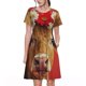 thumbnail image 1 of Disketp White And Red Daisy Cow para Vestido de Manga Corta para Mujeres, Vestidos de Verano para Mujeres, Casual y Holgado para la Playa, 1 of 6