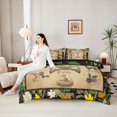 thumbnail image 4 of Castle Fairy Vintage Hunting Cabin Deer 7-Piece Twin Bedding for Teens,Rustic Hunting Dog Duck Bedding Comforter Set,Khaki Camo Green,Black Reversible, 4 of 7