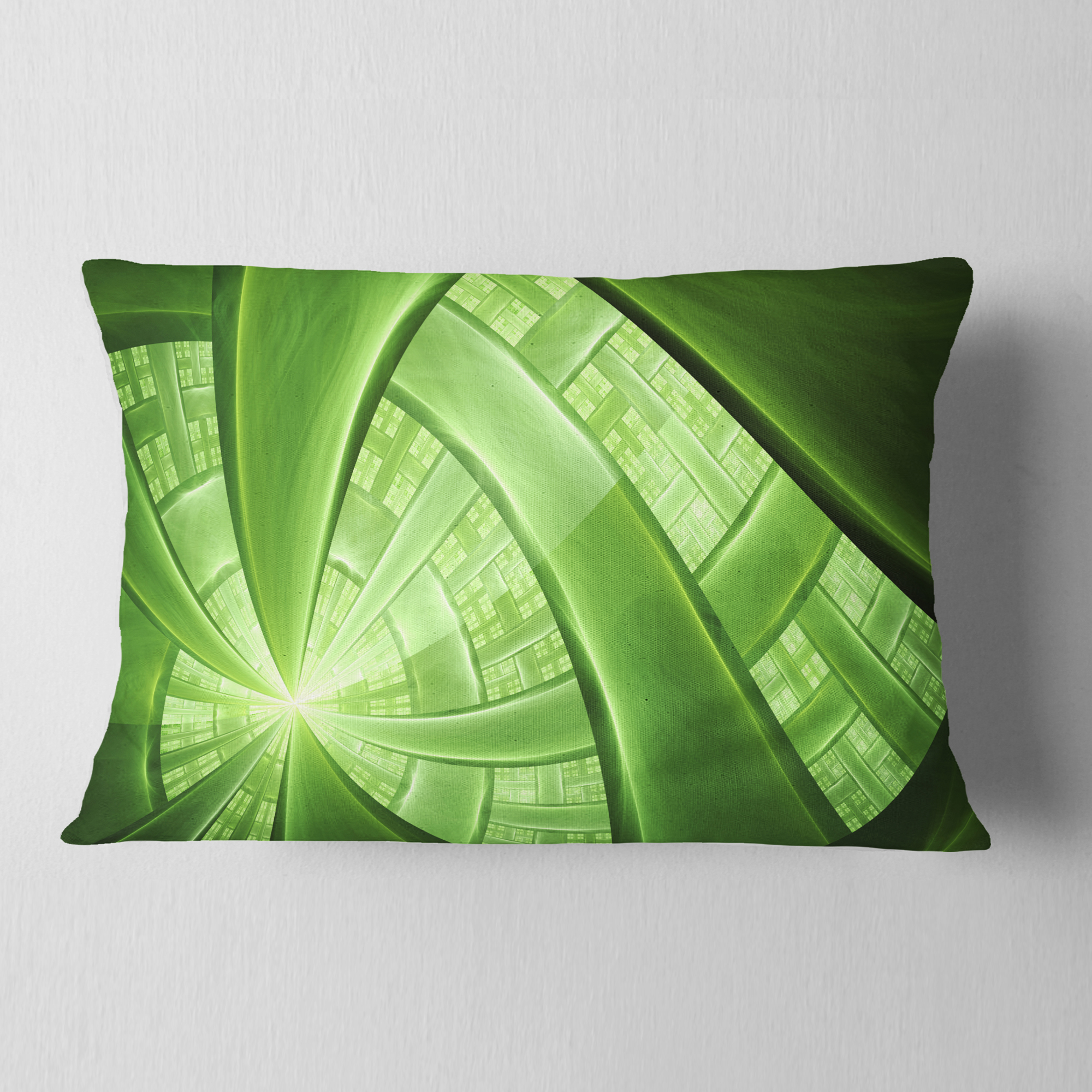 Designart Green Fractal Exotic Plant Stems - Abstract Throw Pillow - 12x20