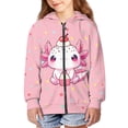 thumbnail image 2 of chaqlin Axolotl Hoodies for Girls 6-7 Y2K Zip up Hooded Sweartshirt Cake Print Long Sleeve Hoodie Jacket Lightweight Loose Sports Outerwear with Pocket, 2 of 7
