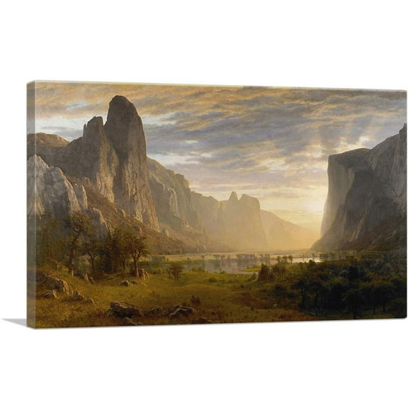 ARTCANVAS Looking Down Yosemite Valley Canvas Art Print by Albert Bierstadt - Size: 26" x 18" (0.75" Deep)