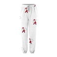 thumbnail image 4 of Zhuashum Christmas Pants Women High Elastic Waist Xmas Cartoon Graphic Slacks Ladies Straight Leg Jogger Trousers Pj Bottom Lightweight Gift White S, 4 of 4