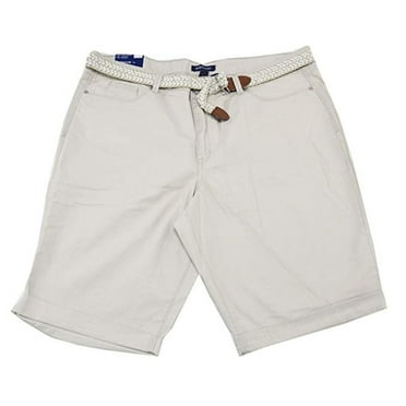Bandolino Women's Riley Flawless Stretch Stylist Belted Bermuda Short Pants In Creamstone, 18