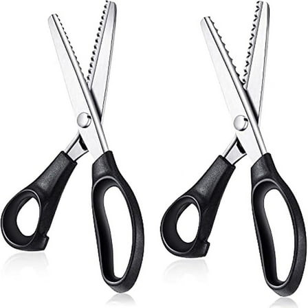 2 Pcs Pinking Shears 7 mm Scalloped Scissors 5 mm Zig Zag Scissors 9.2" Professional Handheld Serrated Crimping Dressmaking Sewing Supplies Jagged Edge Cut Scissors for Fabric, Leather, Paper