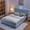 Blue, variant on Mintazer Twin Upholstered Kids Bed with Oversized Rabbit Ear Headboard, Boucle Fabric Platform Bed with LED Headboard & 4 Storage Drawers, Pink