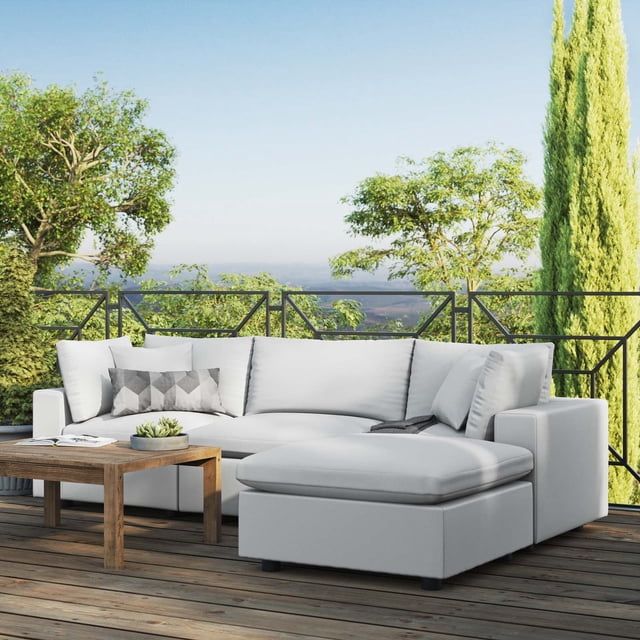 Modway Commix Sectionnel de Mobilier de Patio Extérieur 4 Pcs, Blanc