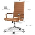 thumbnail image 3 of Home Office Chair Ribbed, Modern Leather Conference Waiting Room Chairs,Ergonomic Office Desk Chair, High Back Executive Computer Chair, Adjustable Swivel Chair with Arms (Brown), 3 of 8