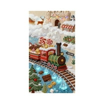 HomeDM Christmas Door Banner - 71×35 Inch Christmas Door Cover Decorations Xmas Tree Pattern Fireplace Front Door Backdrop Window Cover