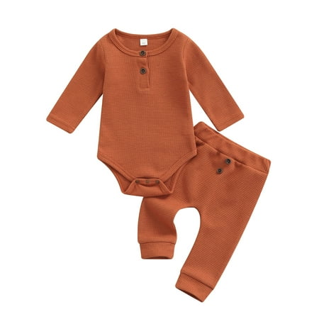 

Suanret 2Pcs Newborn Infant Baby Boys Girls Clothes Set Long Sleeve Rompers Pants Soft Autumn Spring Outfit Red 6-9 Months