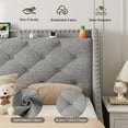 thumbnail image 6 of Virans Twin Bed Frame with 16" Deluxe Wingback & Charging Station, Upholstered Platform Bed with Button Tufted Storage Headboard,Light Gray, 6 of 9