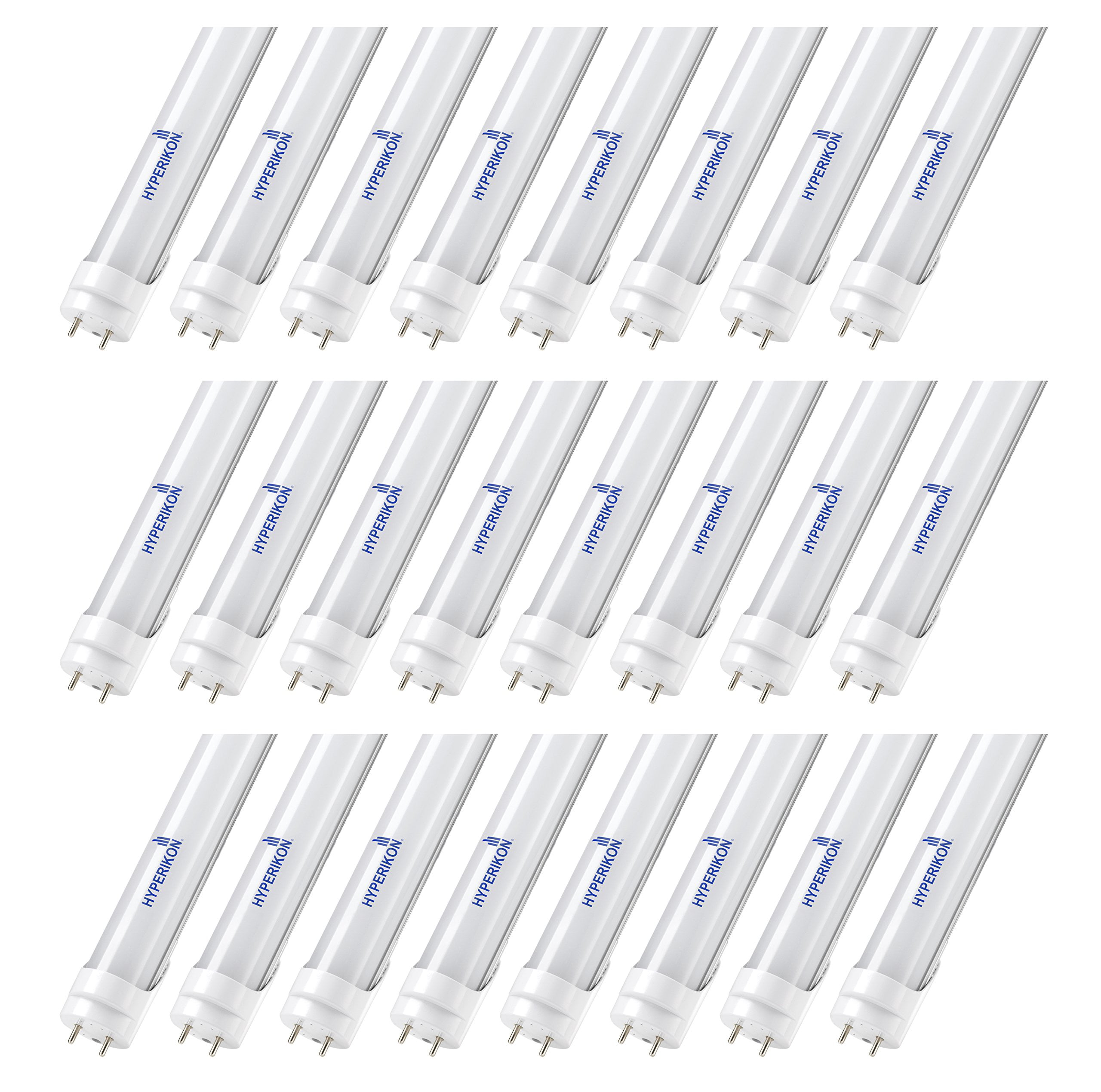 Super Bright White Clear Cover 40W equivalent T8/T10/T12 LED Light Tube Pack of 12 Dual-End Powered Works with and without T8 ballast Hyperikon 6000K DLC-qualified - 2200 Lumens 4FT 18W 