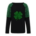 thumbnail image 4 of Craaazy St Patricks Day Shirts Womens Long Sleeve Shamrock Printed Round Neck Tops Gifts, 4 of 9