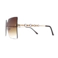 thumbnail image 3 of SA106 Womens Rhinestone Jewel Arm Rimless Block Lens Shield Sunglasses Gold Brown, 3 of 4