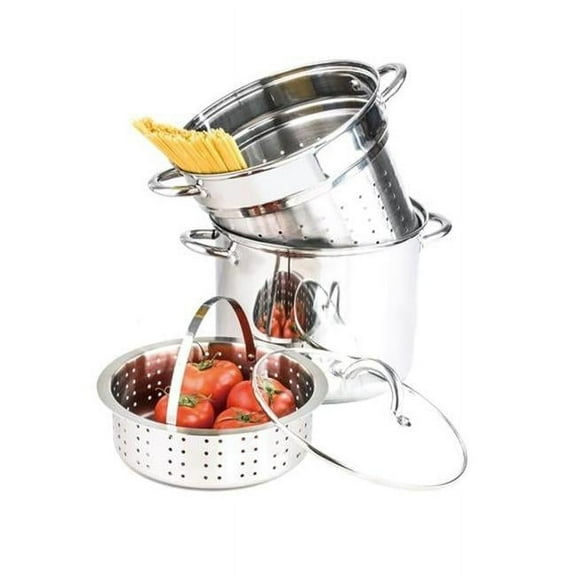 Culinary Edge 3827 8 qt. Classics Stainless Steel Multicooker, Silver - 4 Piece