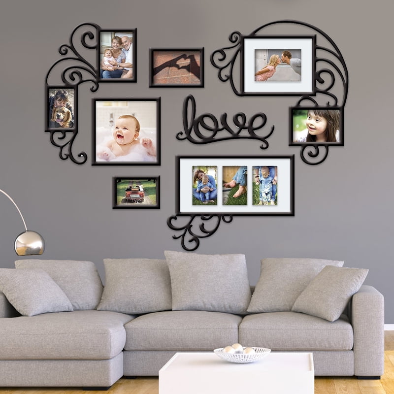 3D Heart Love Photo Frame Acrylic Set Wall Collage Picture Art Home