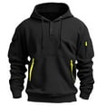 thumbnail image 6 of Hoodies for Men Quater Zip Up Pullover Sweatshirt Casual Workout Mens Hoodies with Pockets, Black, Size XXL, 6 of 6
