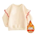 thumbnail image 5 of Falkdiz Cotton Sweatshirts for Girls Crew Neck Crew Neck Pullover Outdoor Casual Gifts Long Sleeve Warm Fleece Girls Tops Solid Color , Beige , Size: 2-3 Years, 5 of 7