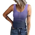 thumbnail image 2 of Haut Sans Manches Côtelé pour Femmes, Camisole Basique à Boutons Col Rond Décontracté Extensible pour Quotidien Dégradé Bleu, Dégradé Rose, Dégradé Rouge, Dégradé Violet, Rose Bleu, Noir Blanc, 2 of 6