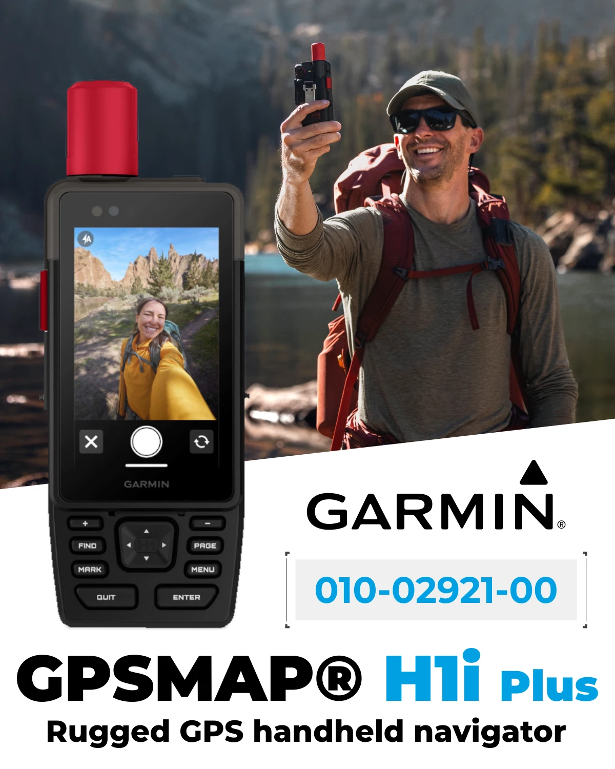 Garmin GPSMAP H1i Plus, Premium GPS Handheld Navigator w/ inReach Plus Technology, Camera/Mic, SOS & Messaging, Touchscreen & Buttons w/ Wearable4U PowerBank Bundle