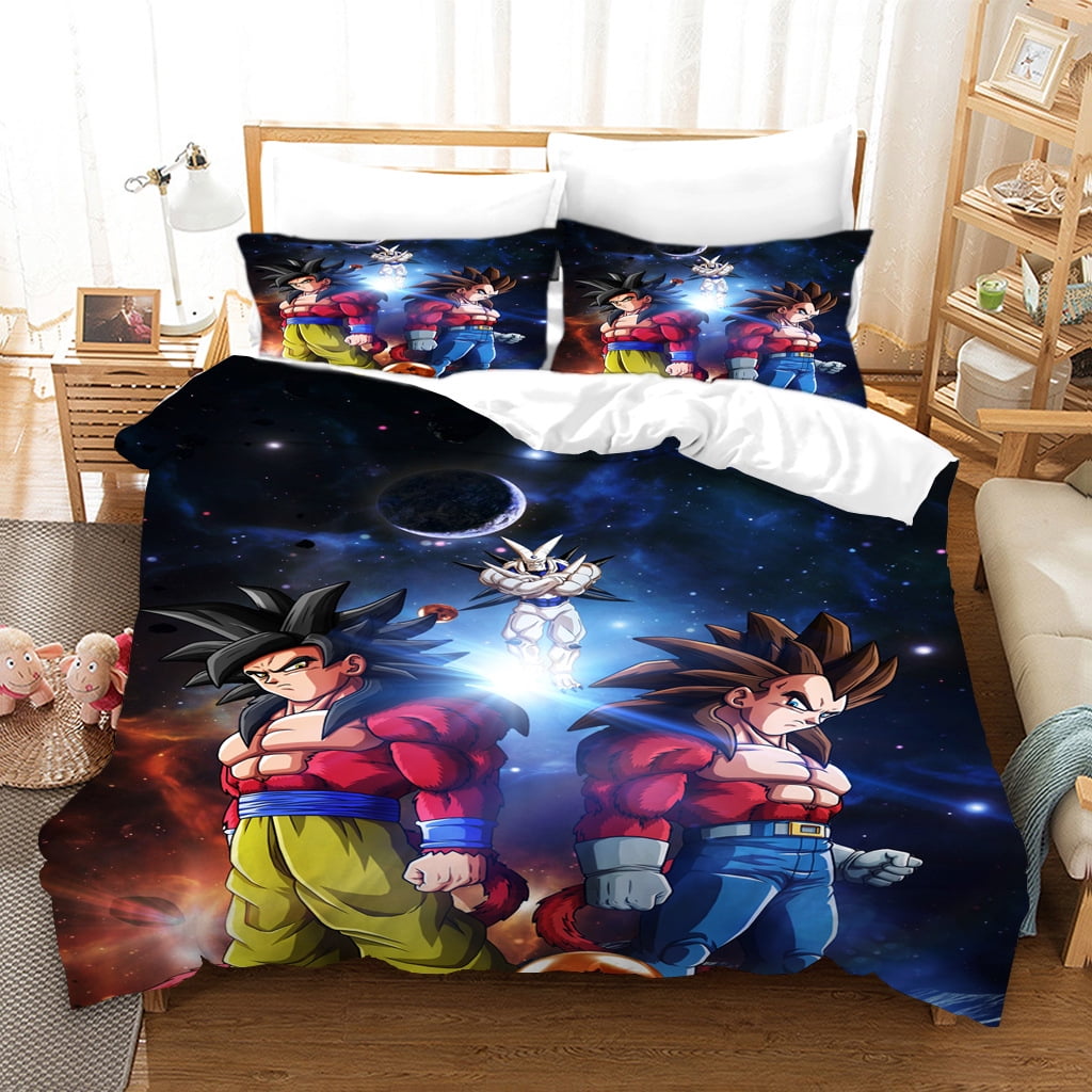 3Piece Anime Dragon Ball Z Comforter Bedding Bed Set Queen Size Comfy