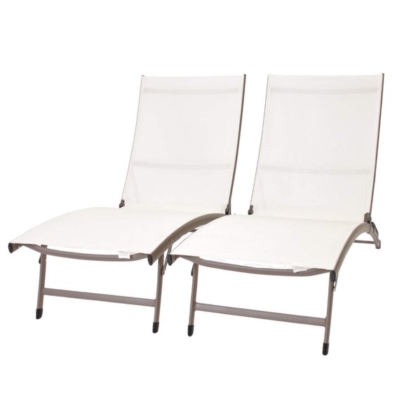 Clearwater 6 position Aluminum Lounger w/Wheel 2pc Set - Pearl